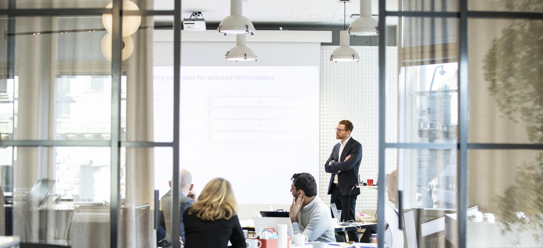 Manufacturing workshops seen through open doors. Helsinki 2019.