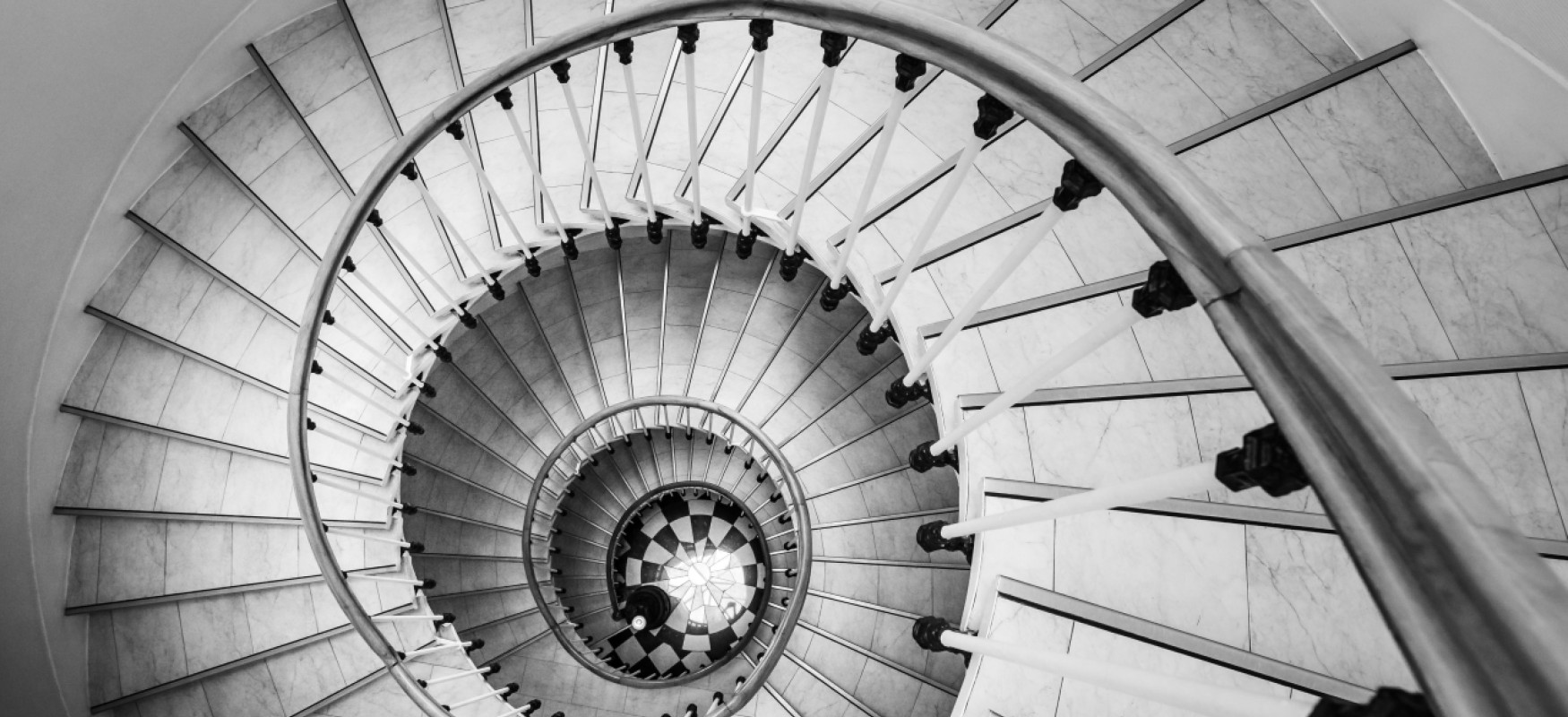 Looking down in a spiral staircase