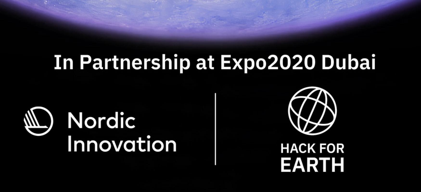 The Earth seen from space with text and logos underneath