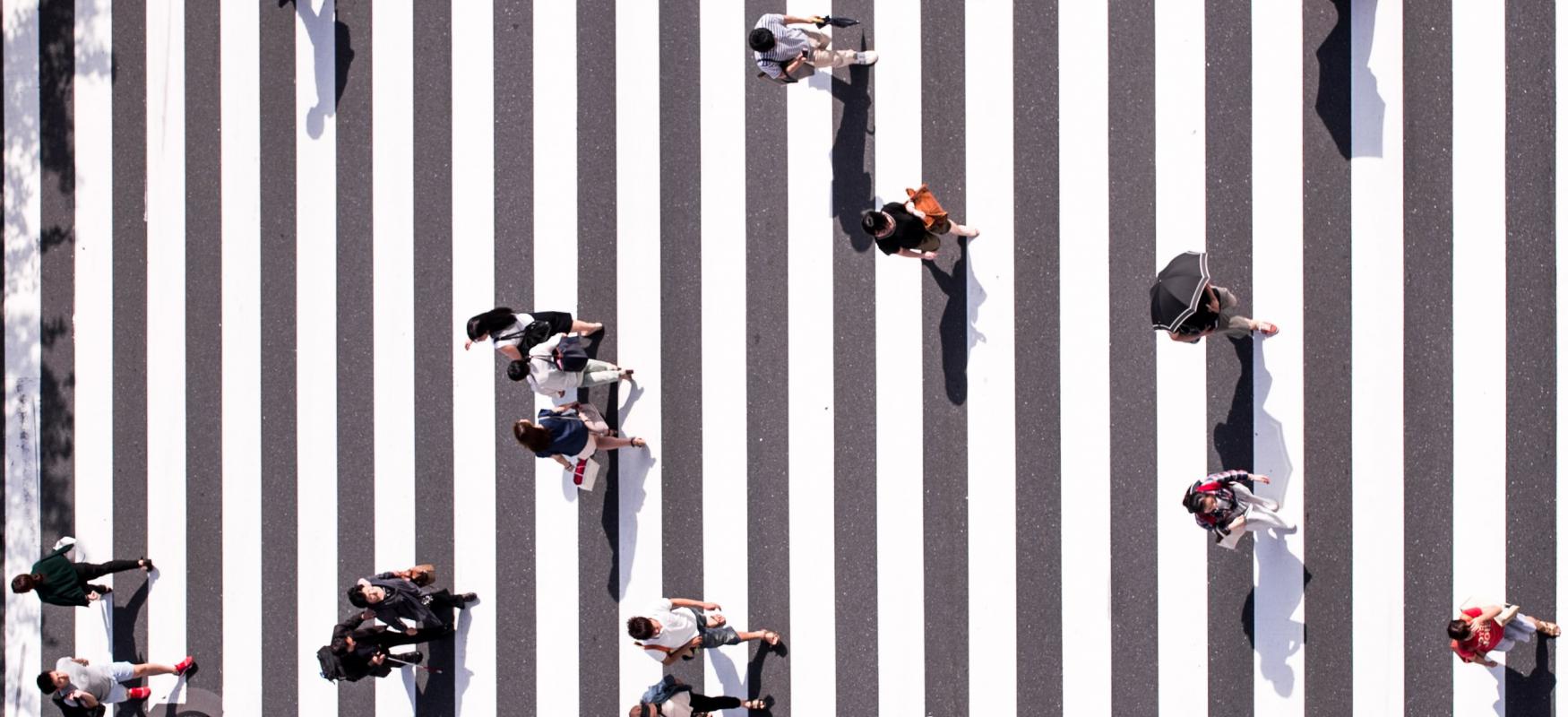 Crossing in japan, seen from above. 2020