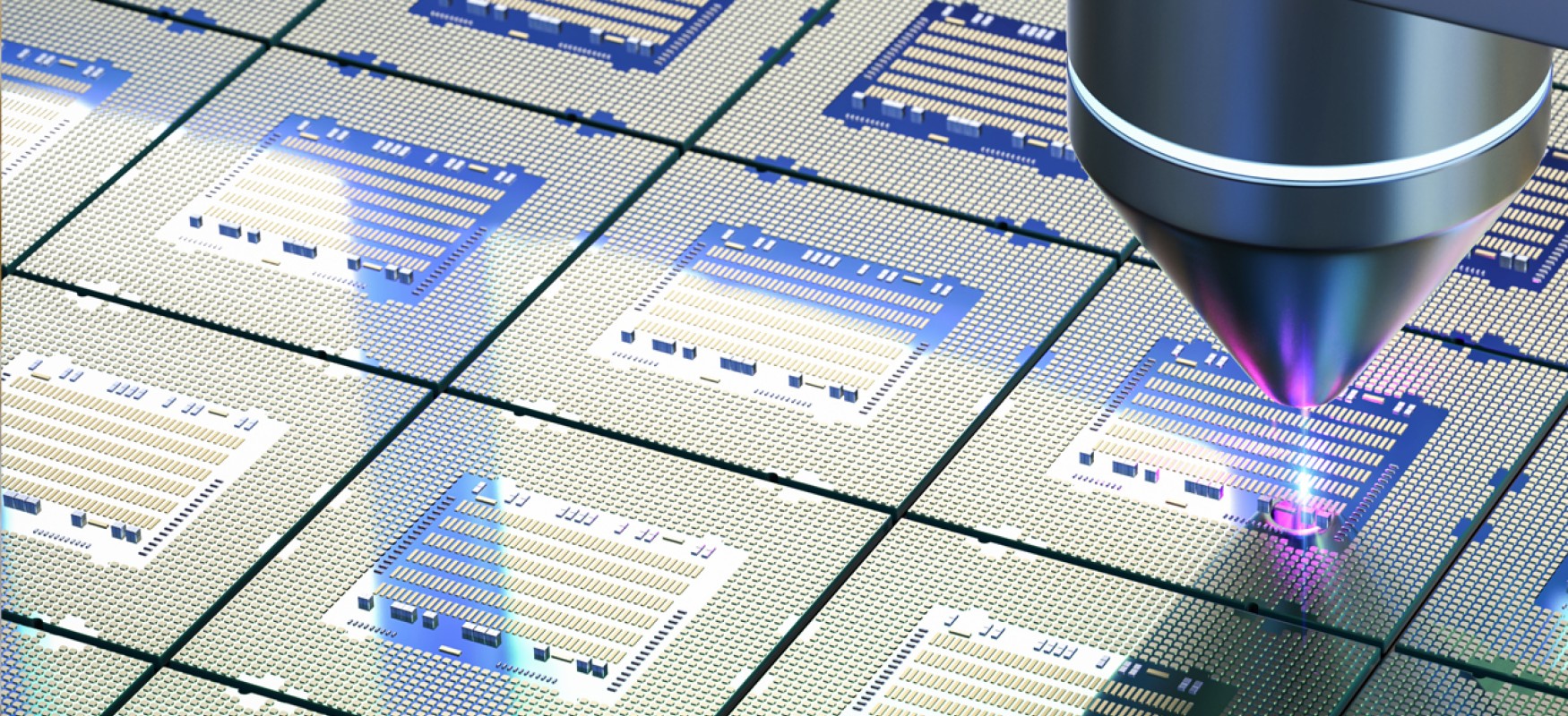Robotic arms with silicon wafers for semiconductor manufacturing