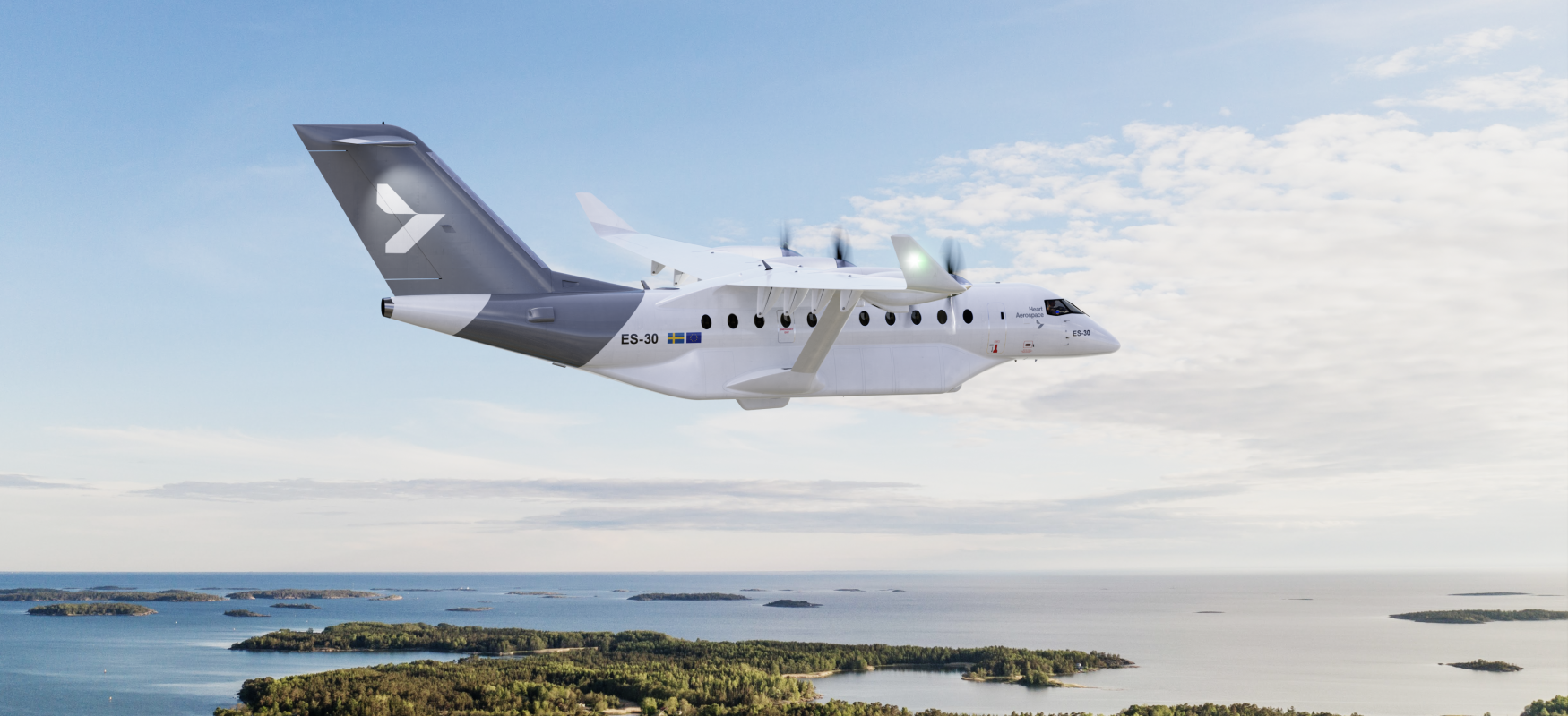 Elfly der flyver over nogle øer