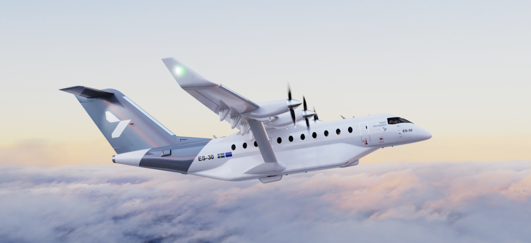 Elfly der flyver over skyer